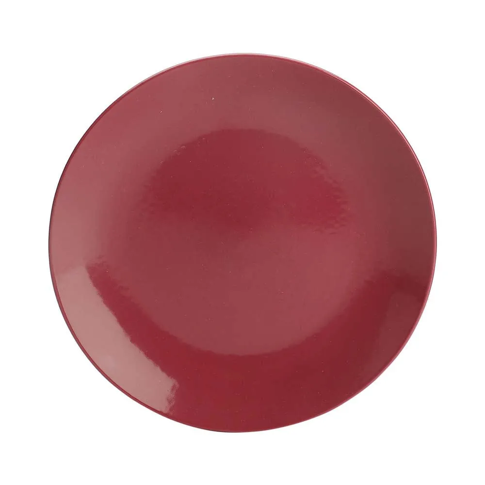 Handpainted Ceramic Red Dinner Plates Set Of 2