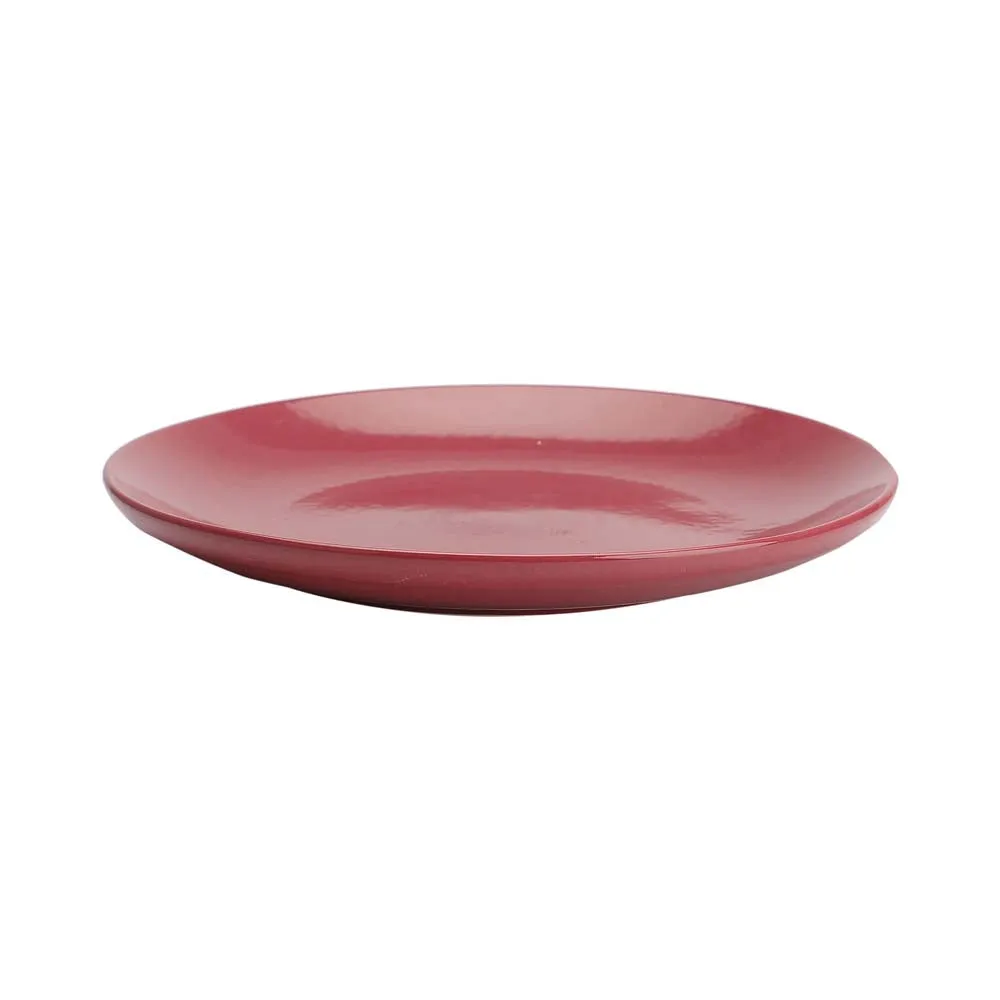 Handpainted Ceramic Red Dinner Plates Set Of 2