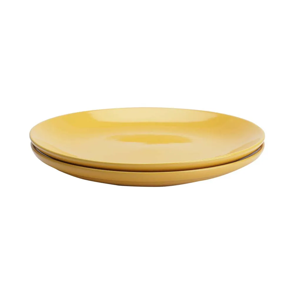 Handpainted Ceramic Yellow Dinner Plates Set Of 2