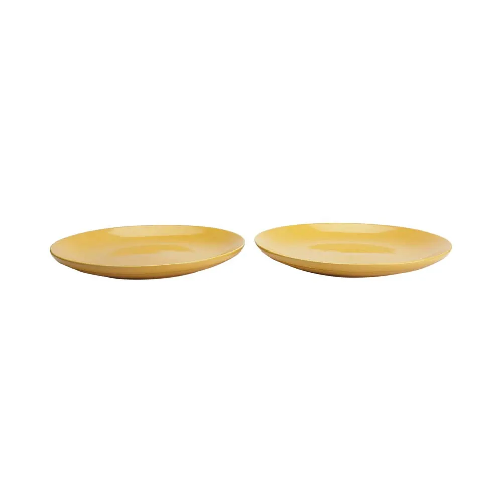 Handpainted Ceramic Yellow Dinner Plates Set Of 2