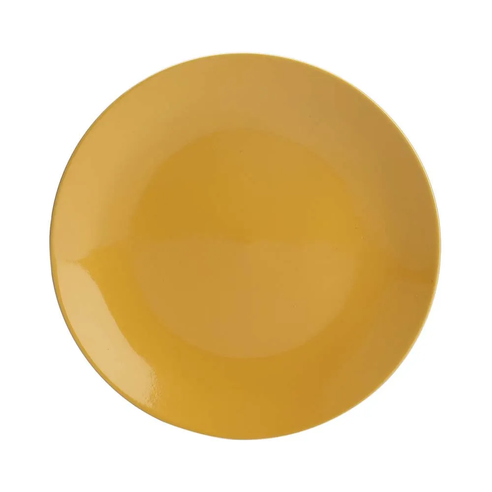 Handpainted Ceramic Yellow Dinner Plates Set Of 2