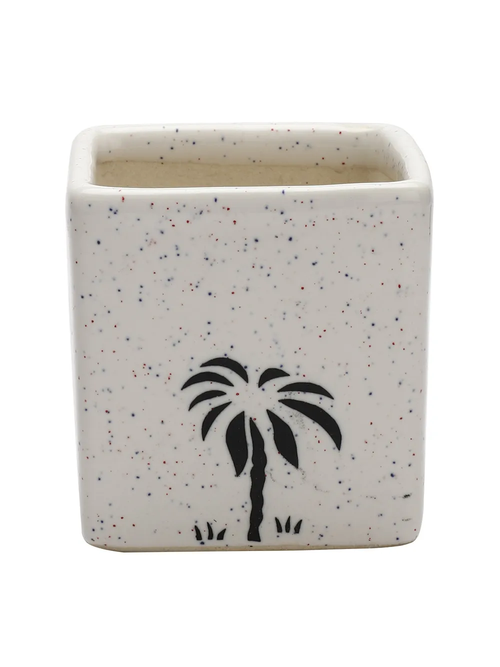 Handpainted Decorative White Cube  Flower Pots/ Ceramic Planters Set Of 2