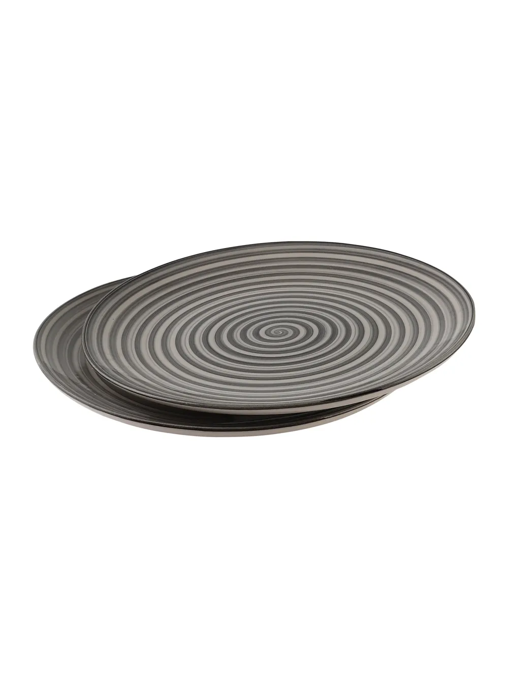 Handpainted Grey Ceramic Dinner Plates Set Of 2