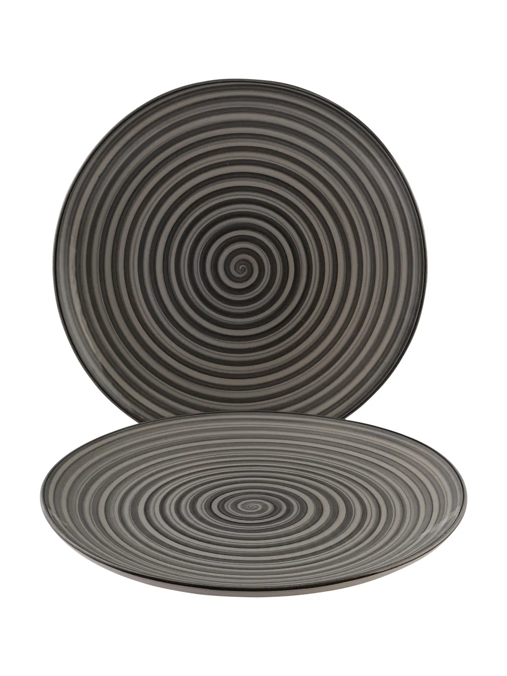 Handpainted Grey Ceramic Dinner Plates Set Of 2