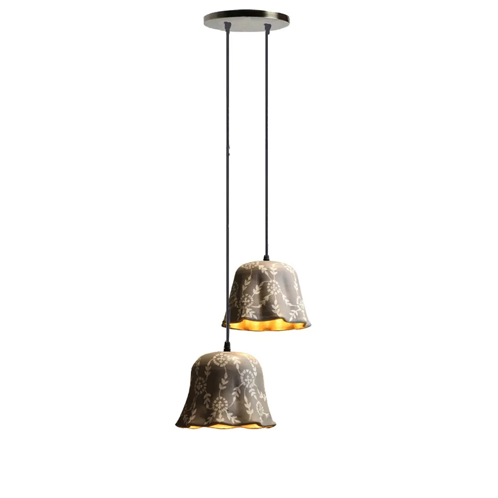 Handpainted Grey Designer Cluster Hanging Lamp