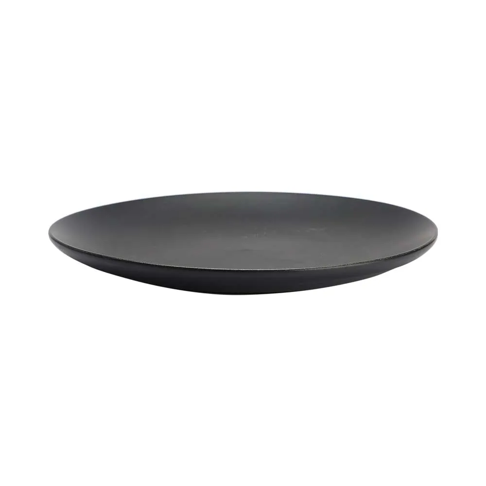 Handpainted Matte Black Ceramic Dinner Plates Set Of 2