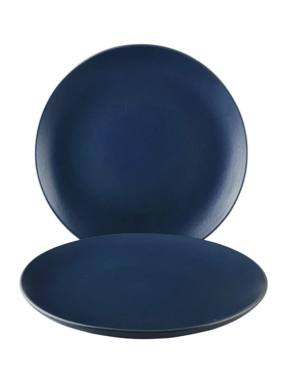 Handpainted Matte Black Ceramic Dinner Plates Set Of 2