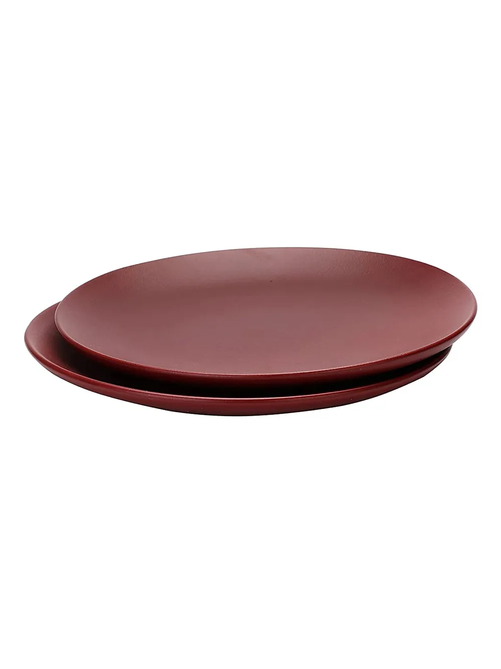 Handpainted Matte Magenta Ceramic Dinner Plates Set Of 2
