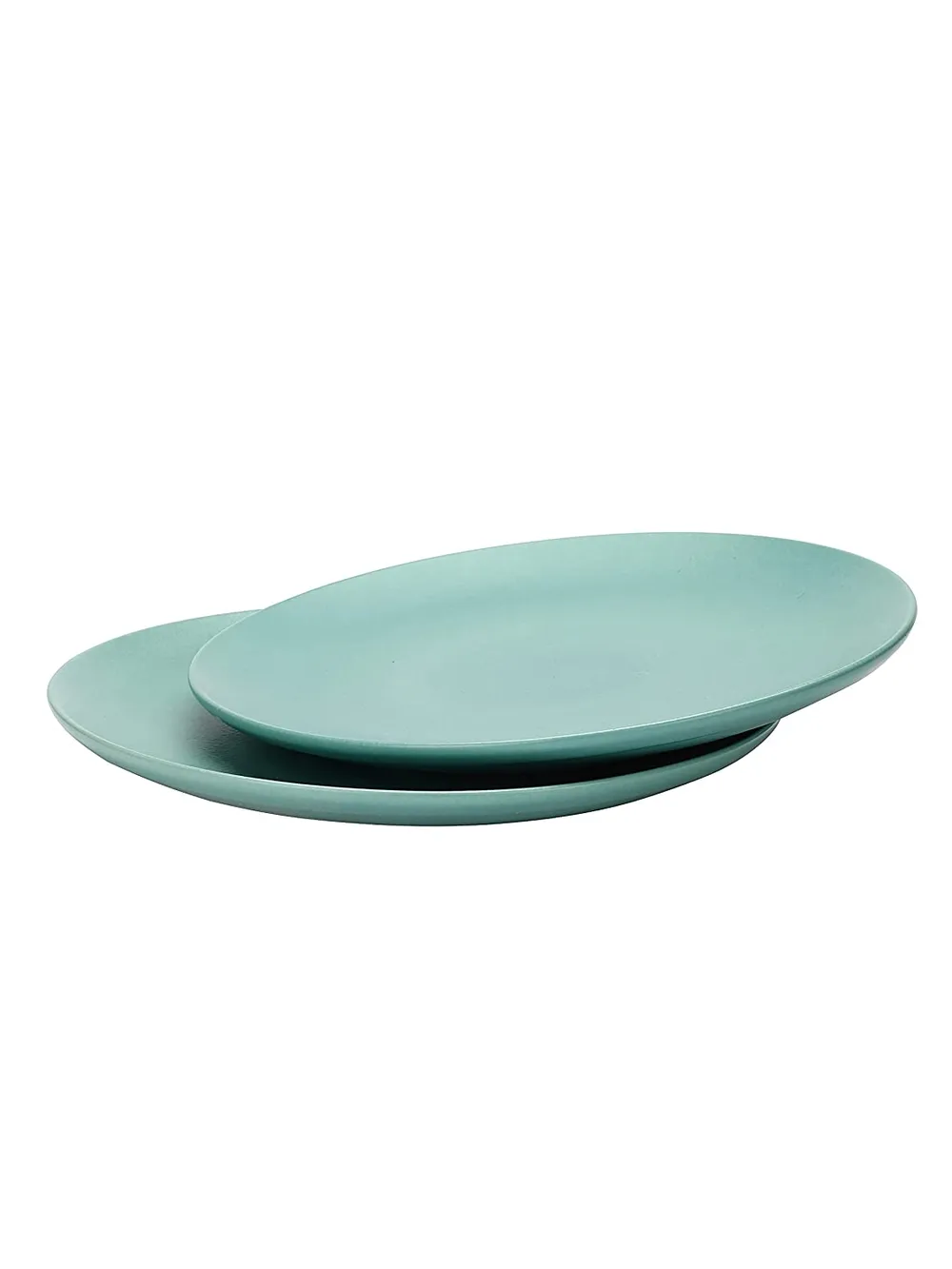 Handpainted Matte Mint Green Ceramic Dinner Plates Set Of 2