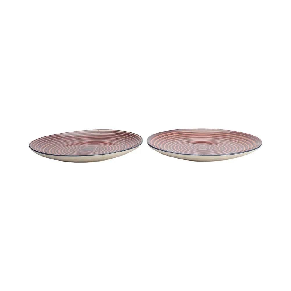 Handpainted Red Ceramic Dinner Plates Set Of 2