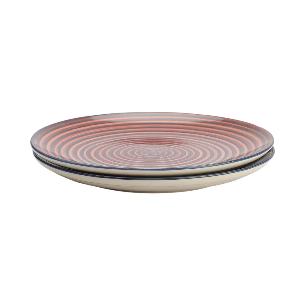 Handpainted Red Ceramic Dinner Plates Set Of 2