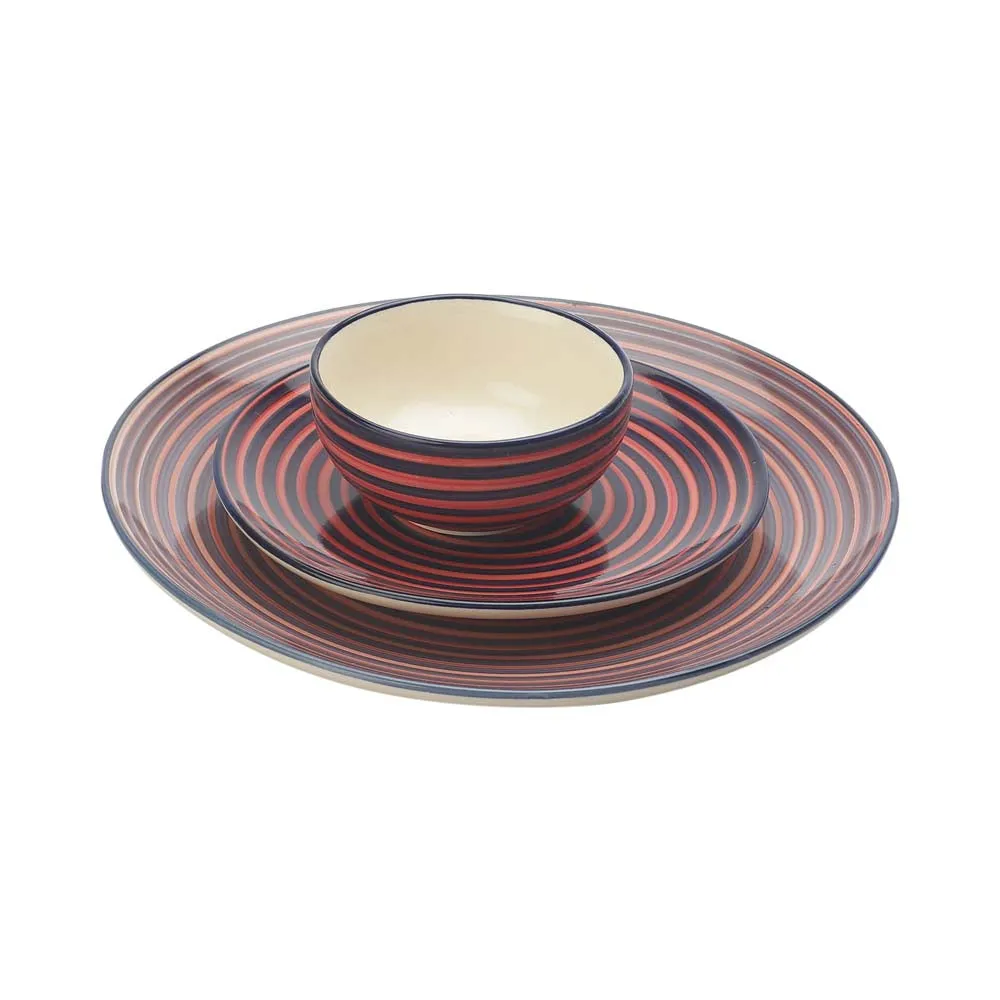 Handpainted Red Serving Plate with Serving Bowl Dinnerware Set
