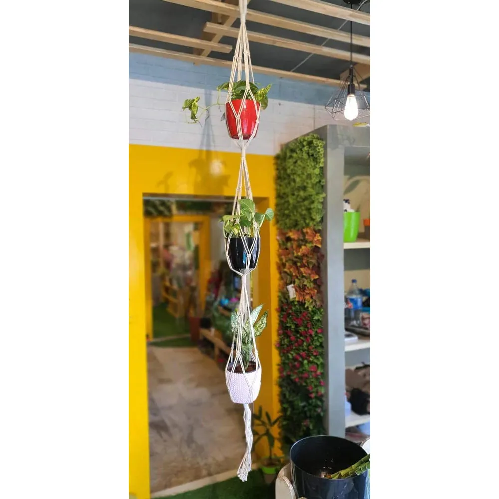 Handwoven 3 Pots Cotton Plant Hanger Without Pot