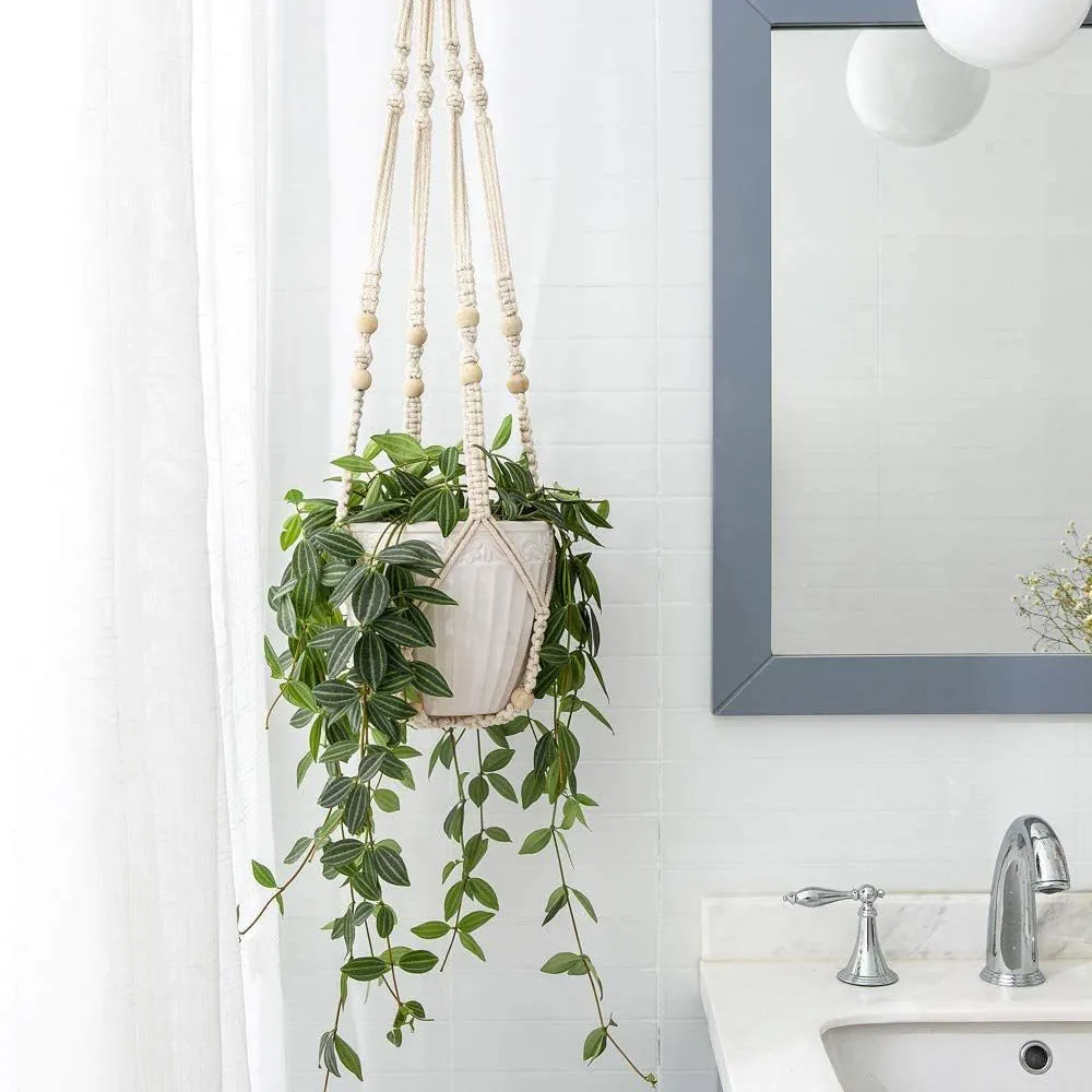 Handwoven Beaded Long Plant Hanger Without Pot