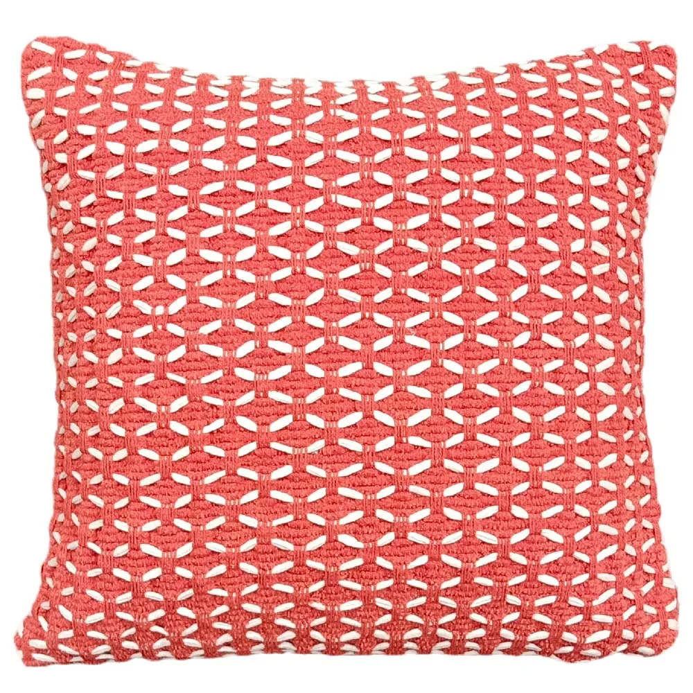 Handwoven Cotton Chindi Red Cushion Cover