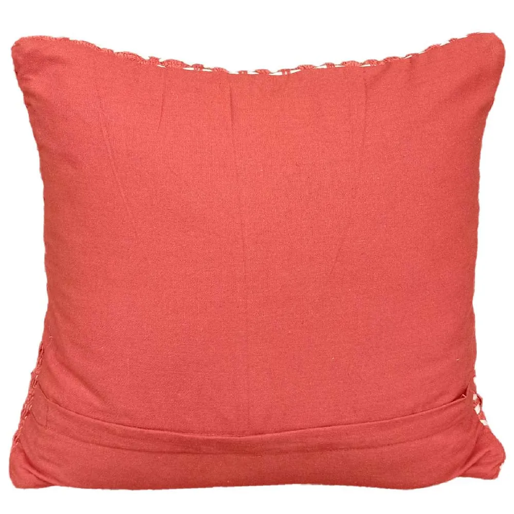 Handwoven Cotton Chindi Red Cushion Cover