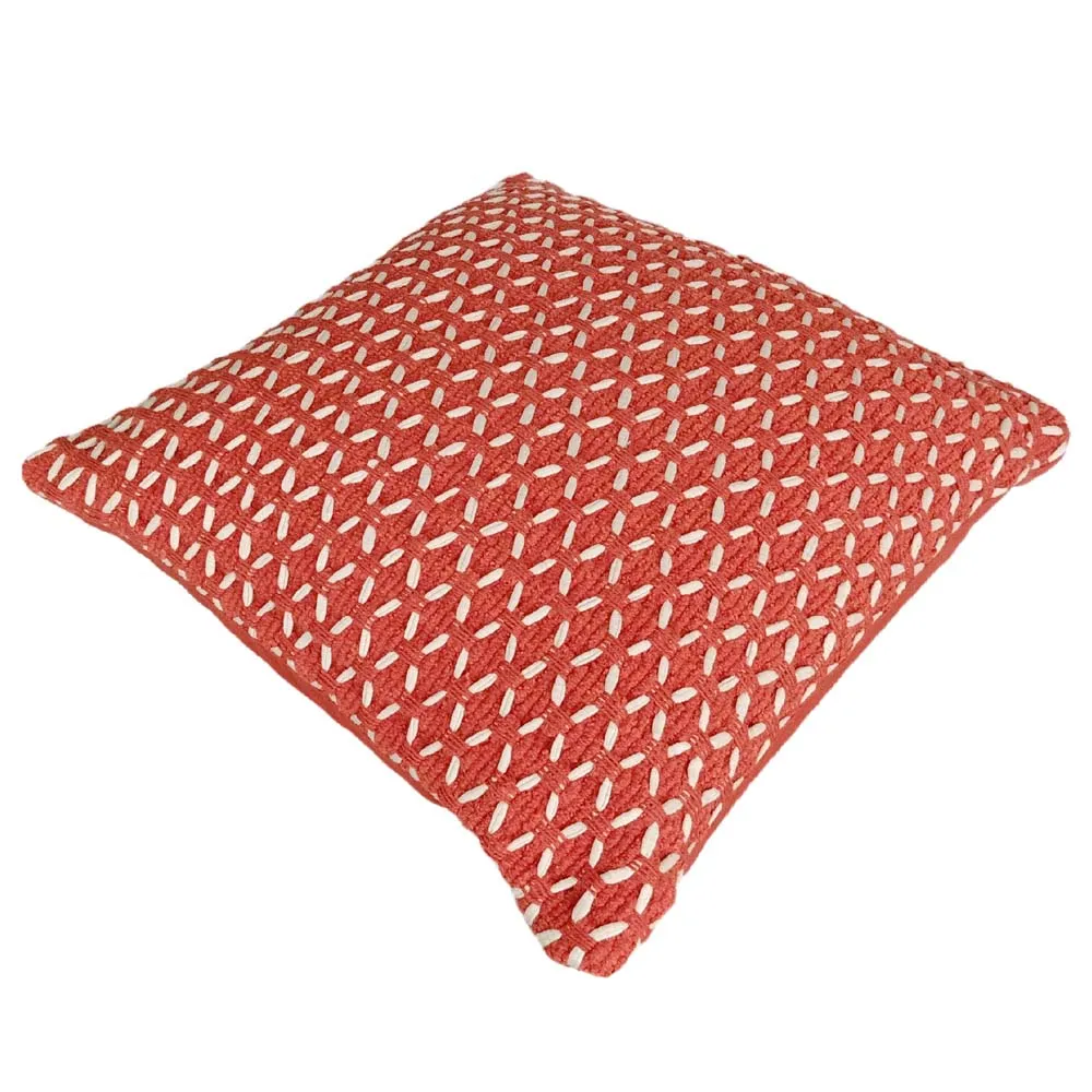 Handwoven Cotton Chindi Red Cushion Cover