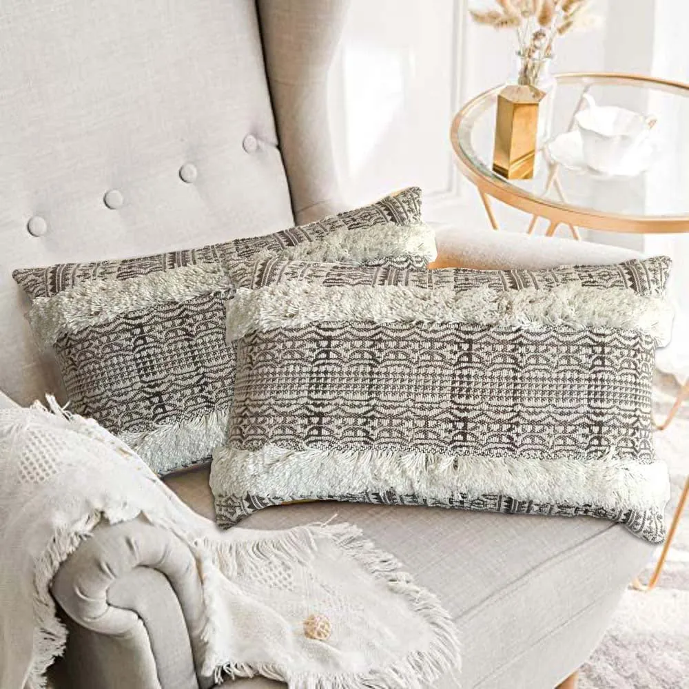 Handwoven Designer Beige Cushion Cover