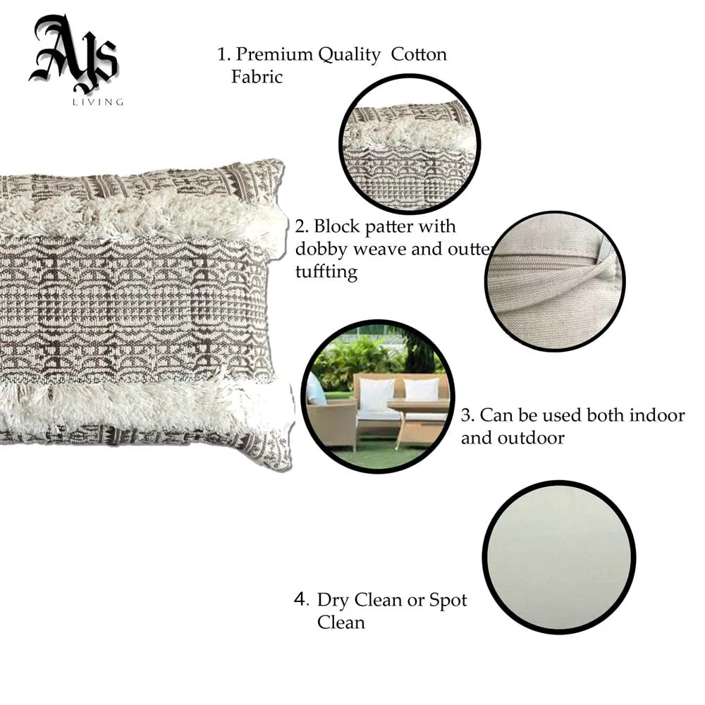 Handwoven Designer Beige Cushion Cover