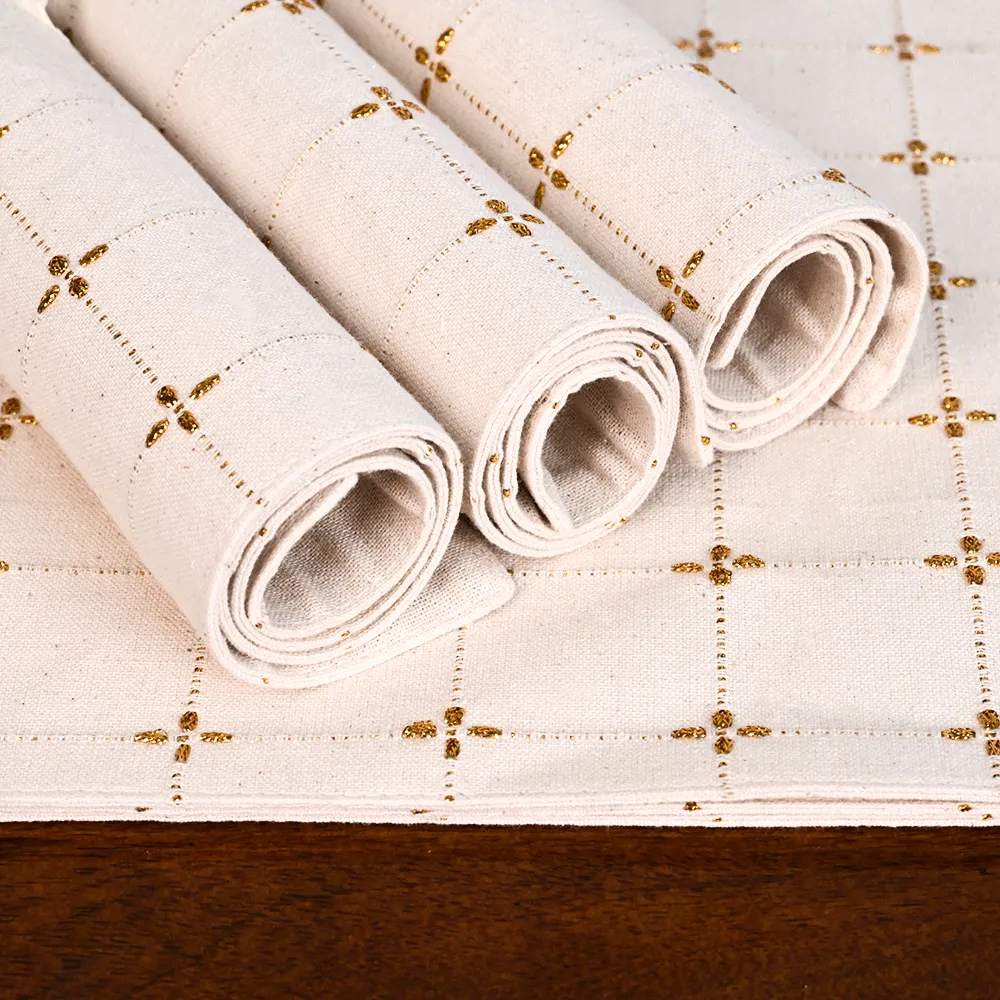 Handwoven Gold Premium Cotton Placemats Set Of 6