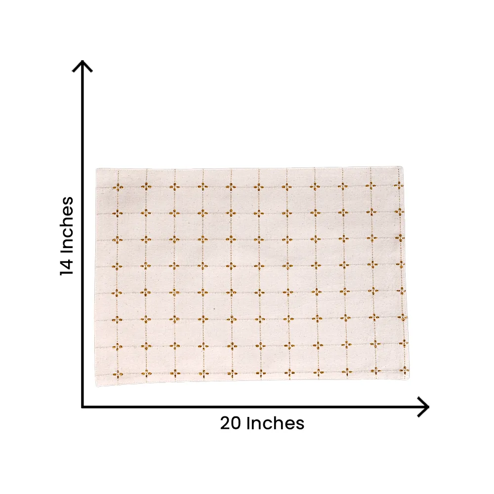 Handwoven Gold Premium Cotton Placemats Set Of 6