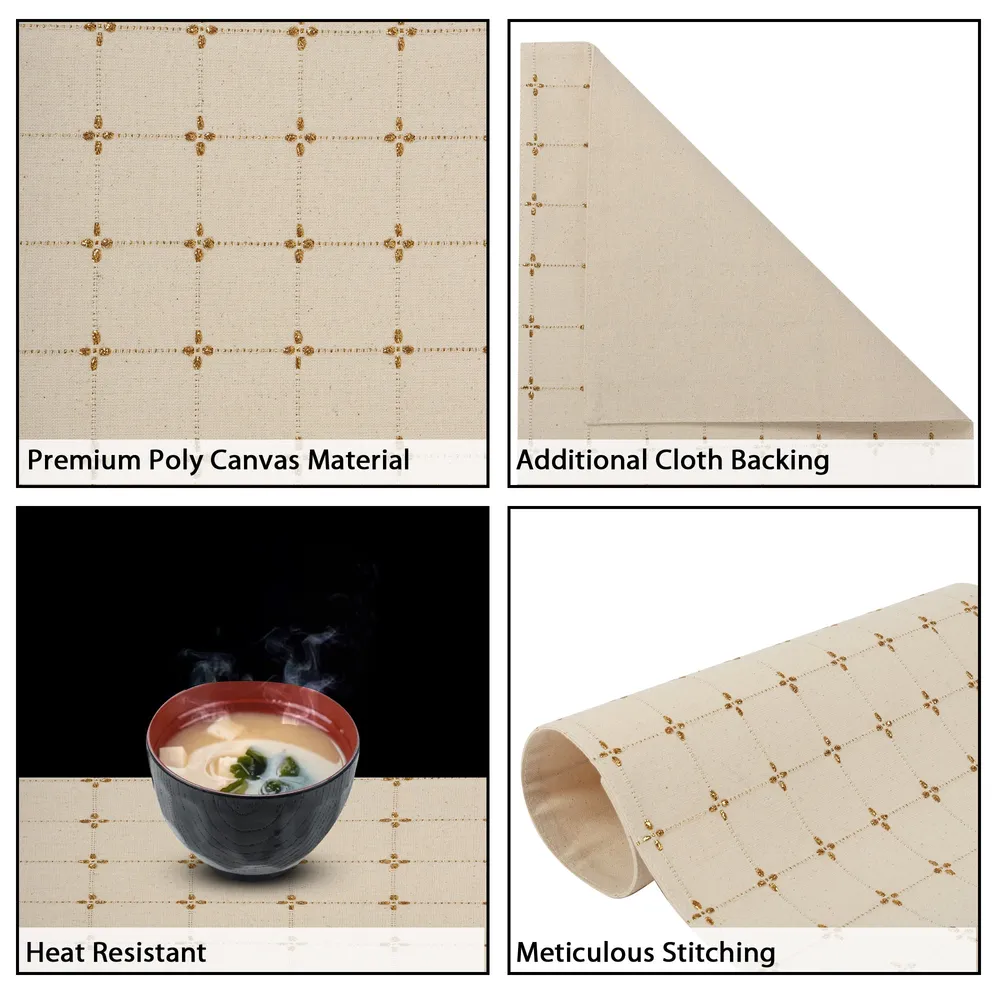 Handwoven Gold Premium Cotton Placemats Set Of 6