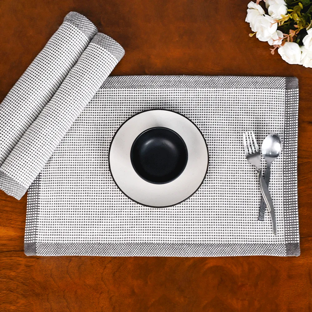 Handwoven Grey Premium Cotton Placemats Set Of 6