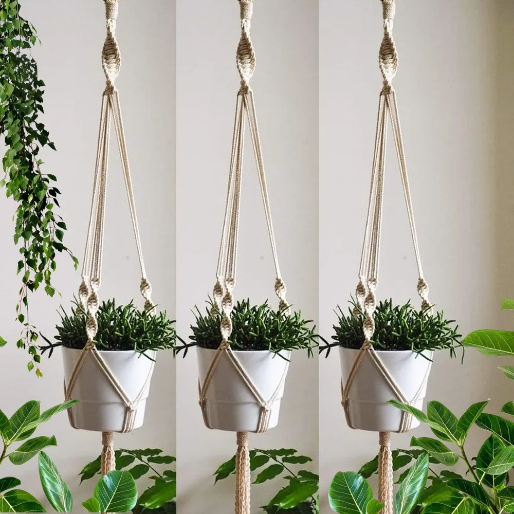 Handwoven Minimalist Spiral Designer Plant Hanger Without Pot Set of 2