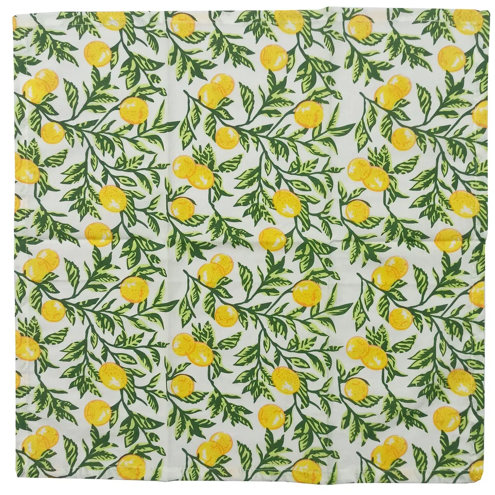 Handwoven Printed Lemon Premium Cotton Placemats Set Of 6