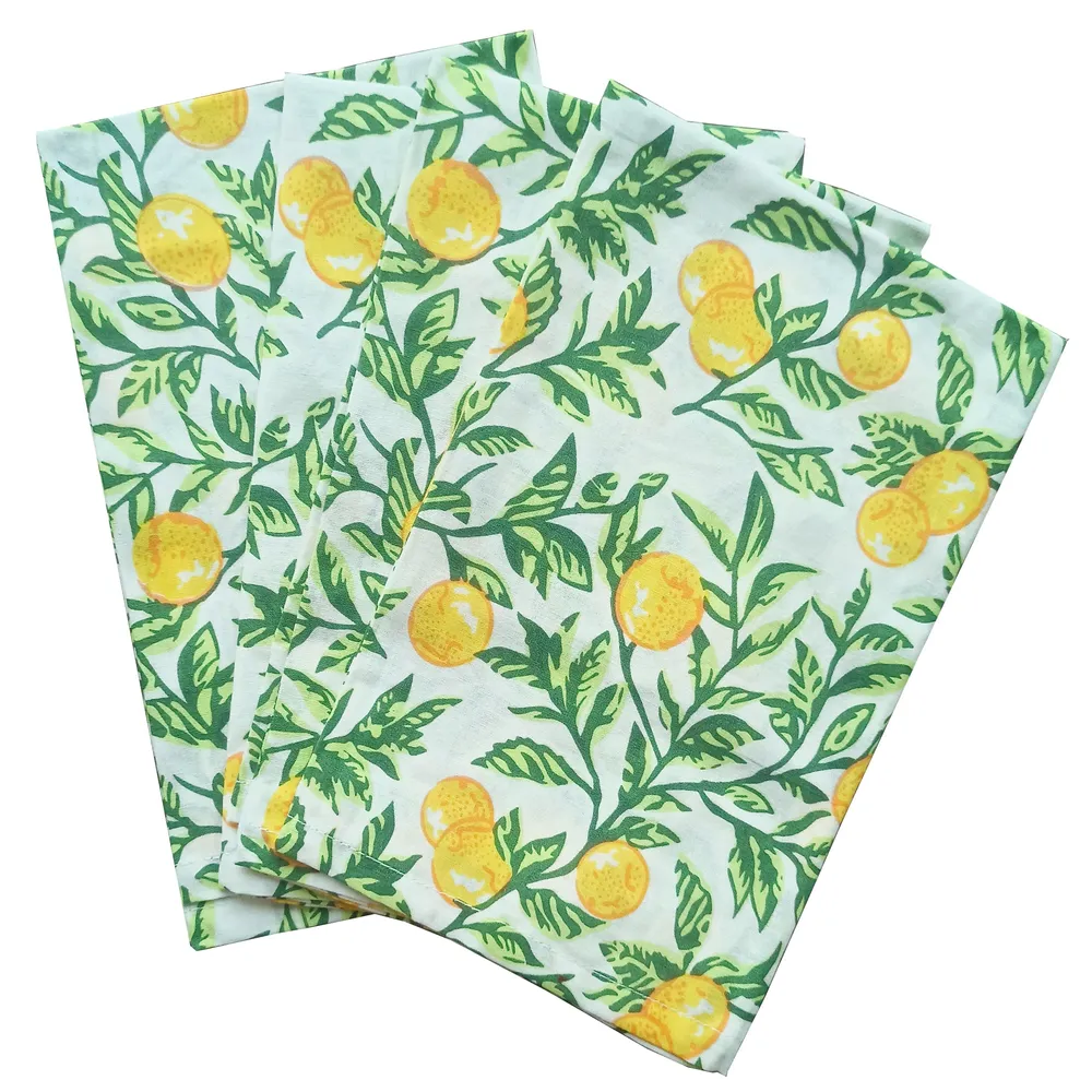 Handwoven Printed Lemon Premium Cotton Placemats Set Of 6