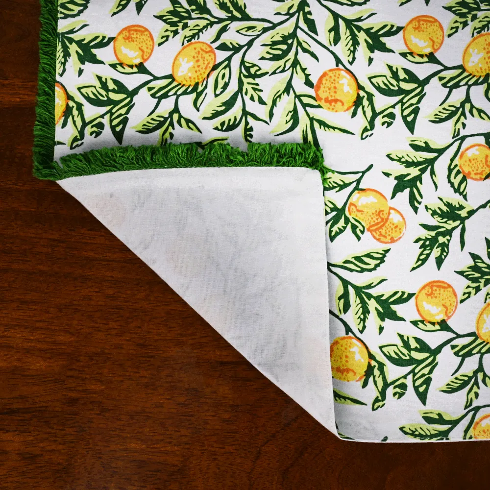 Handwoven Printed Lemon Premium Cotton Placemats Set Of 6
