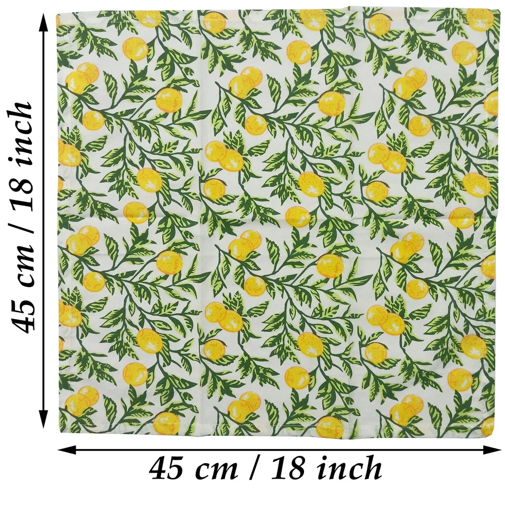 Handwoven Printed Lemon Premium Cotton Placemats Set Of 6
