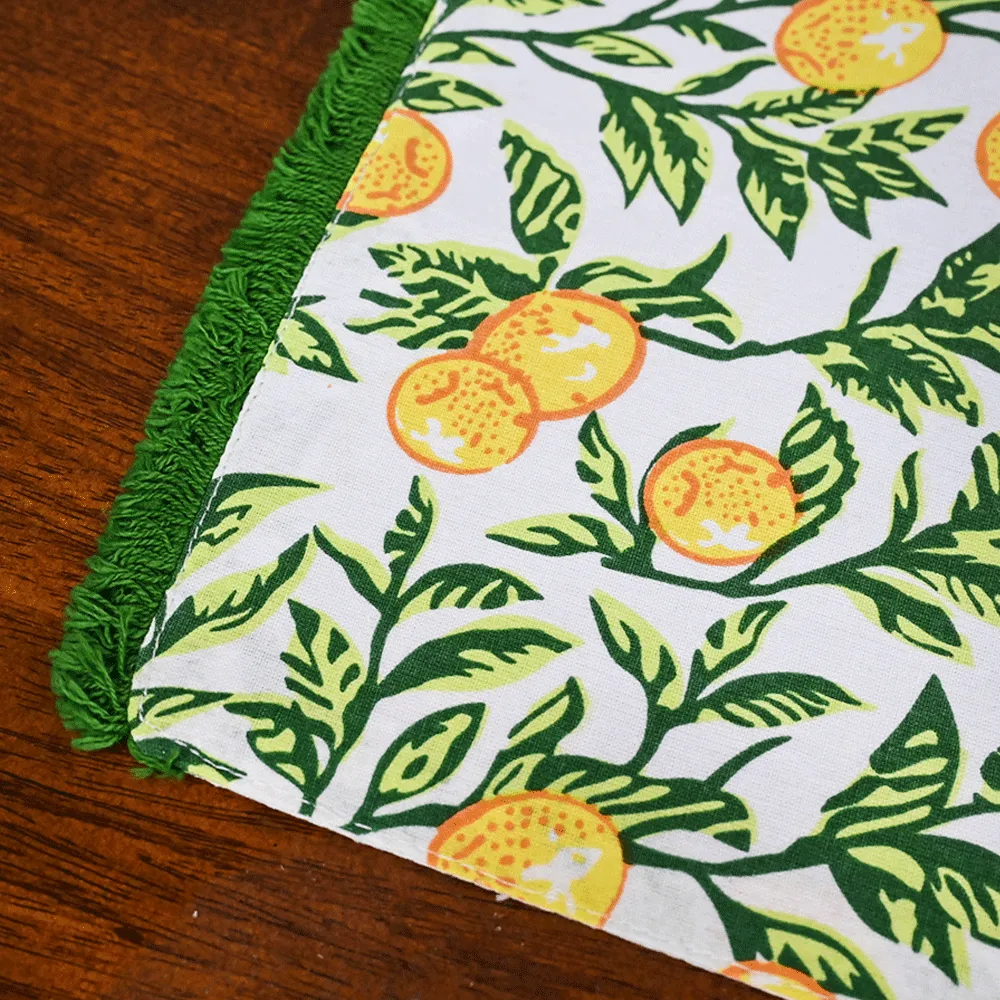 Handwoven Printed Lemon Premium Cotton Placemats Set Of 6