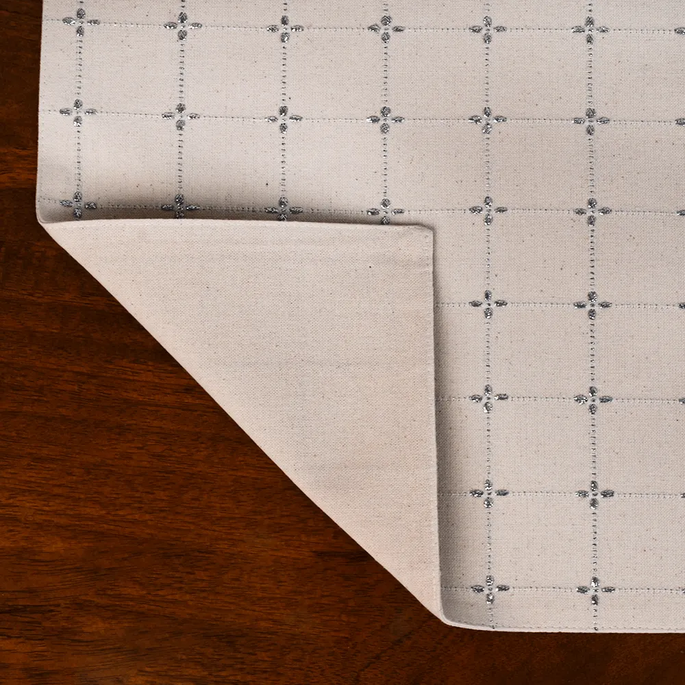 Handwoven Silver Premium Cotton Placemats Set Of 6