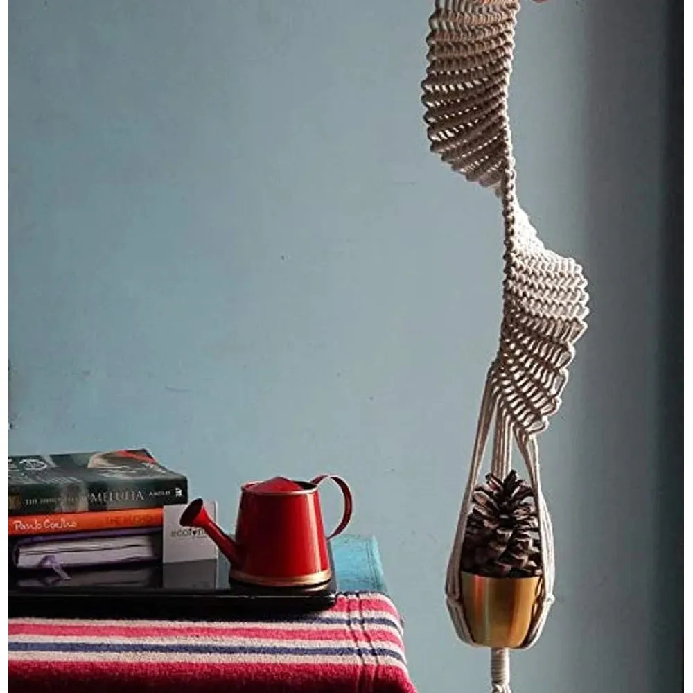 Handwoven Spiral Boho Plant Hanger Without Pot