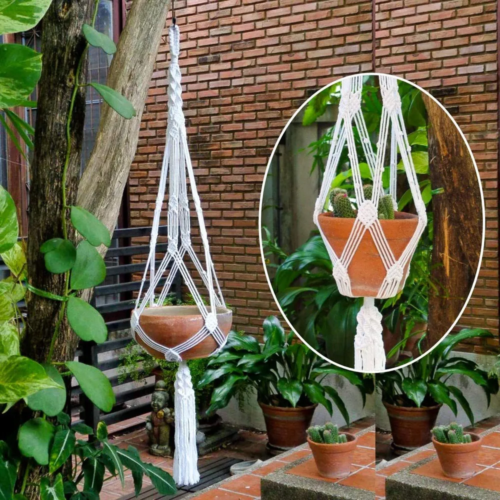 Handwoven Traditional Designer Plant Hanger  Without Pot Set of 2