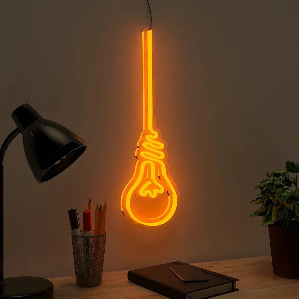 Hanging Bulb Warm Neon Light Orange