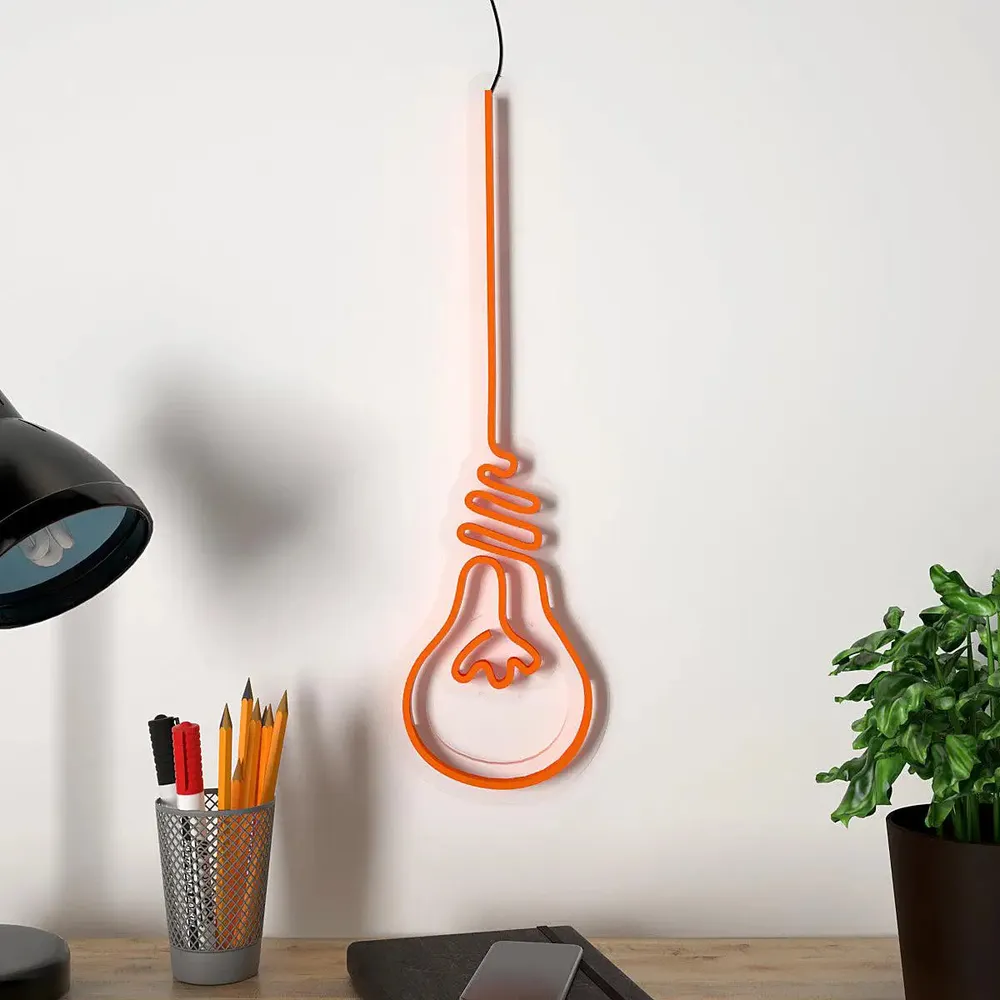 Hanging Bulb Warm Neon Light Orange