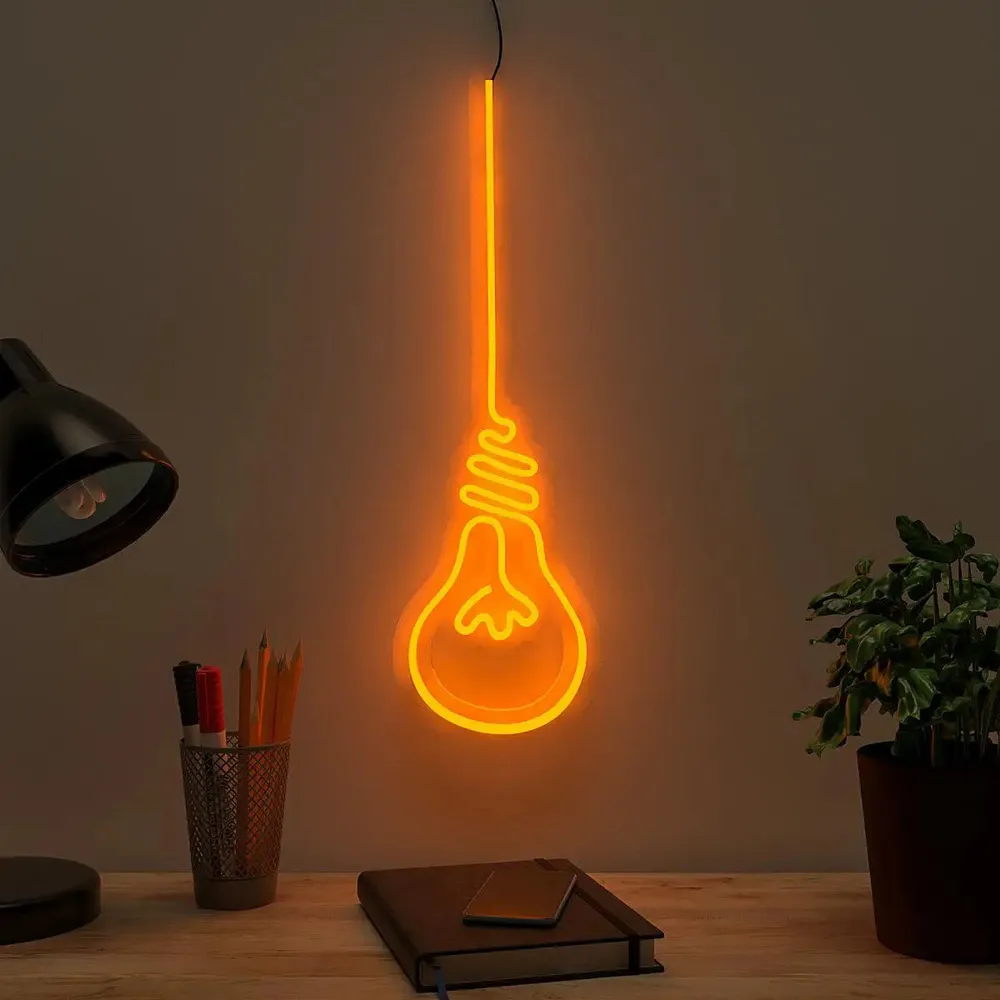 Hanging Bulb Warm Neon Light Orange