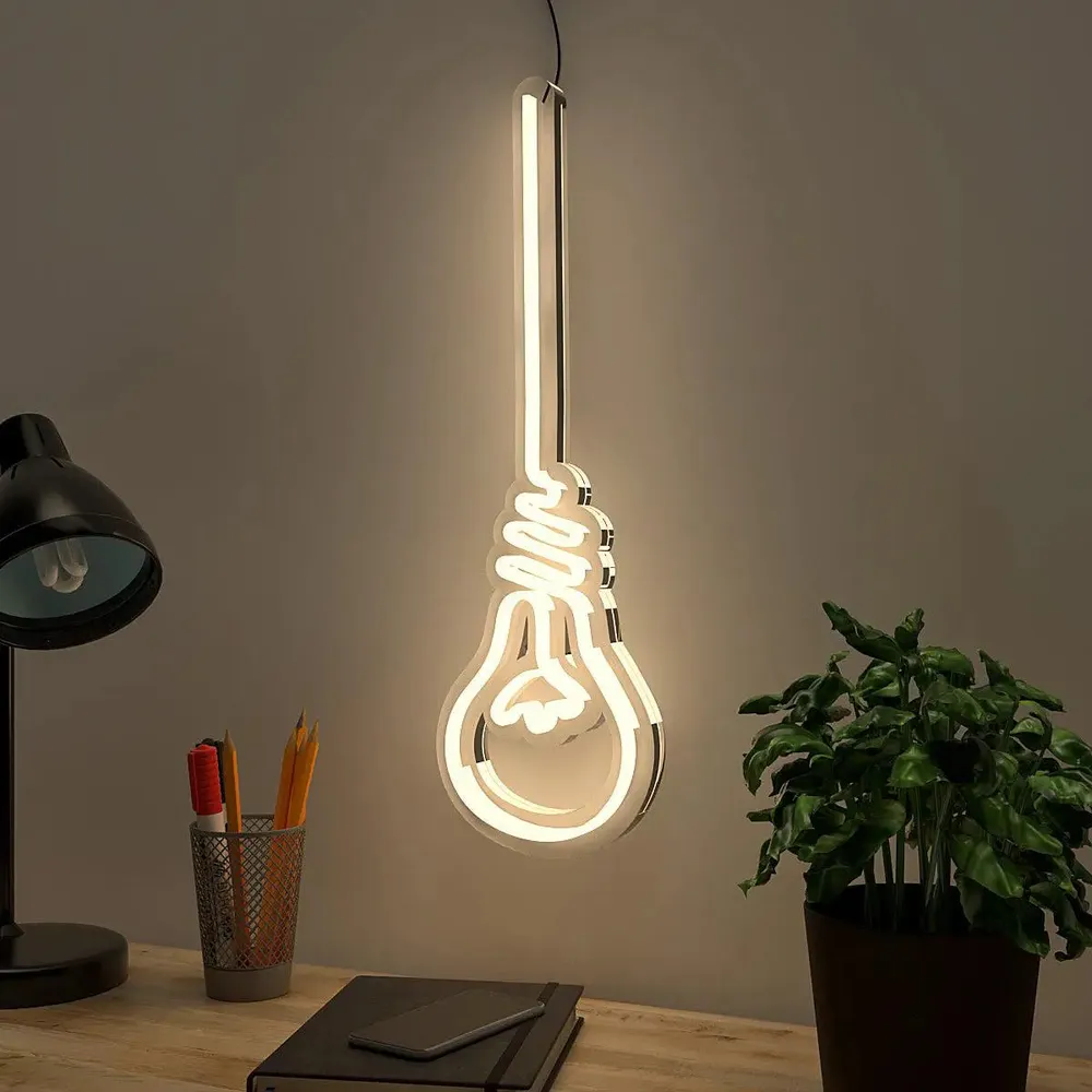 Hanging Bulb Warm Neon Light Orange
