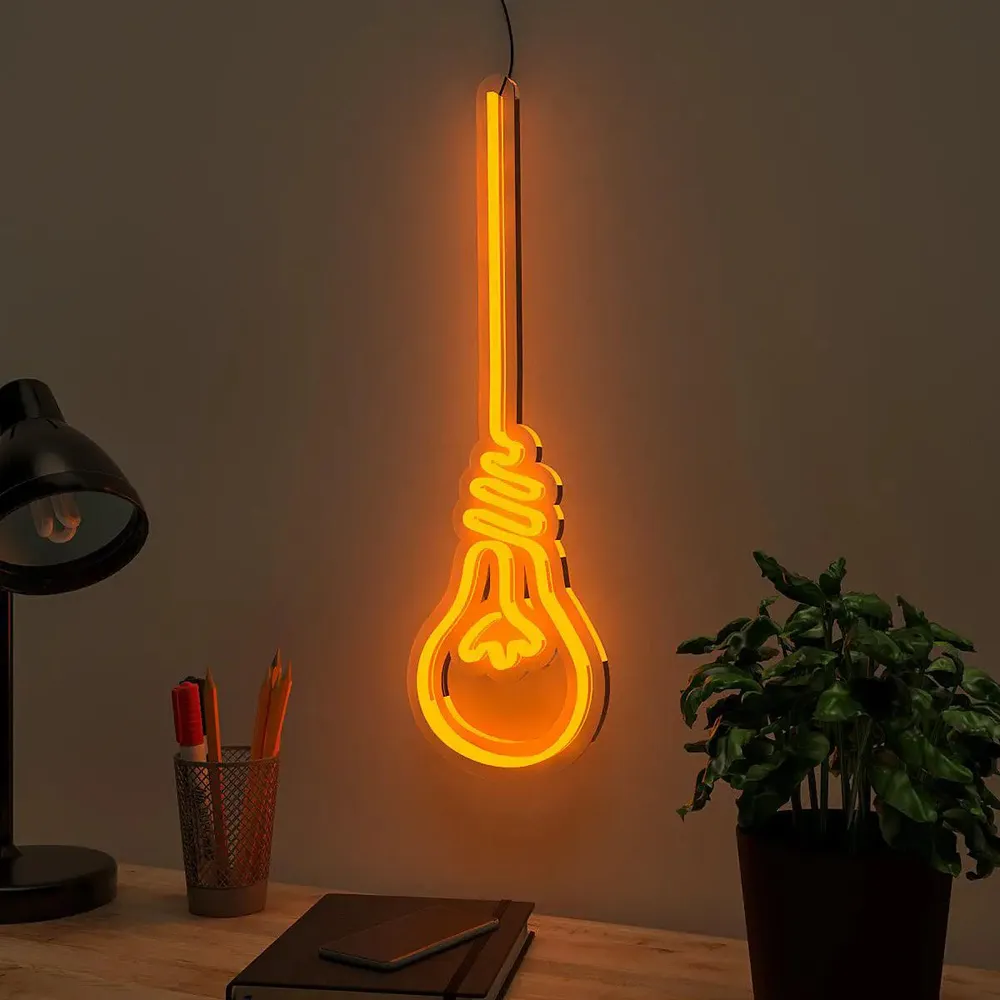 Hanging Bulb Warm Neon Light Orange