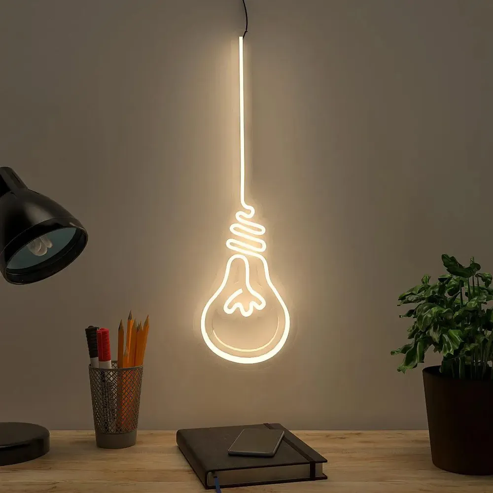Hanging Bulb Warm Neon Light Orange