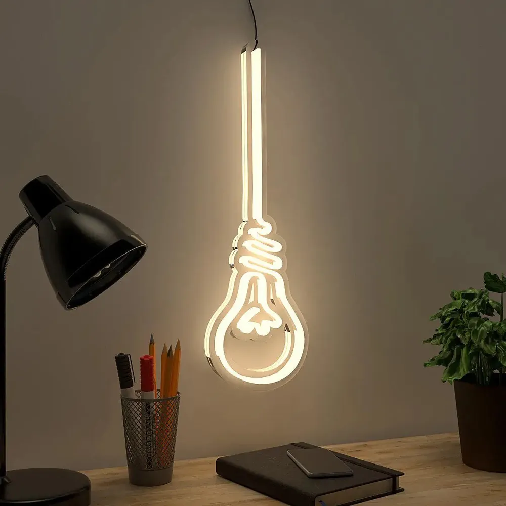 Hanging Bulb Warm Neon Light Orange