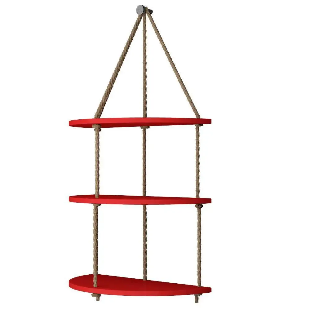 Hanging Wall Shelves with Rope - Planter Wooden Shelf