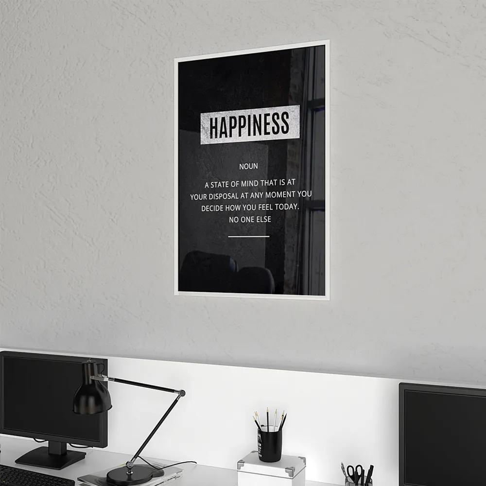 Happiness Motivational Frame In Black & White