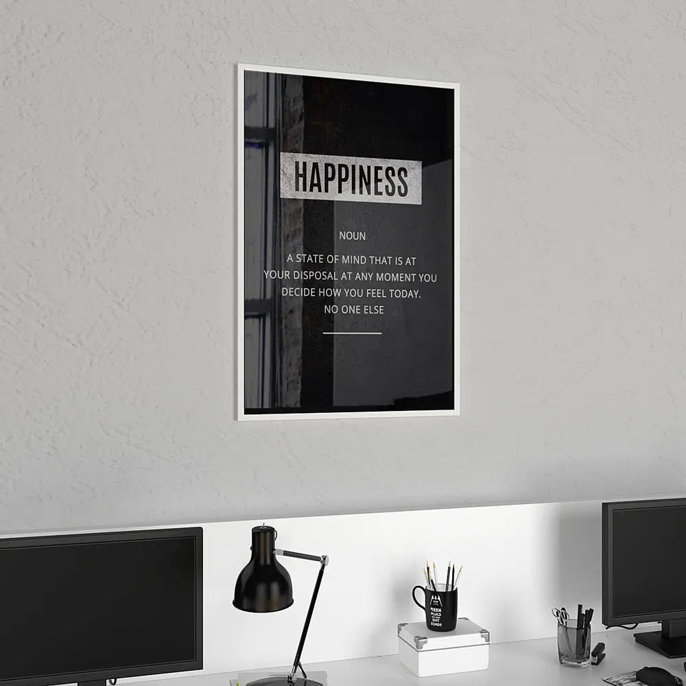 Happiness Motivational Frame In Black & White