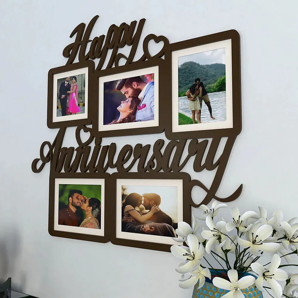 Happy Anniversary Dark Brown Hanging Photo Frame Regular