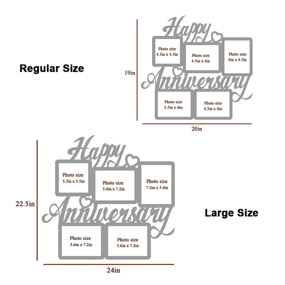 Happy Anniversary Dark Brown Hanging Photo Frame Regular