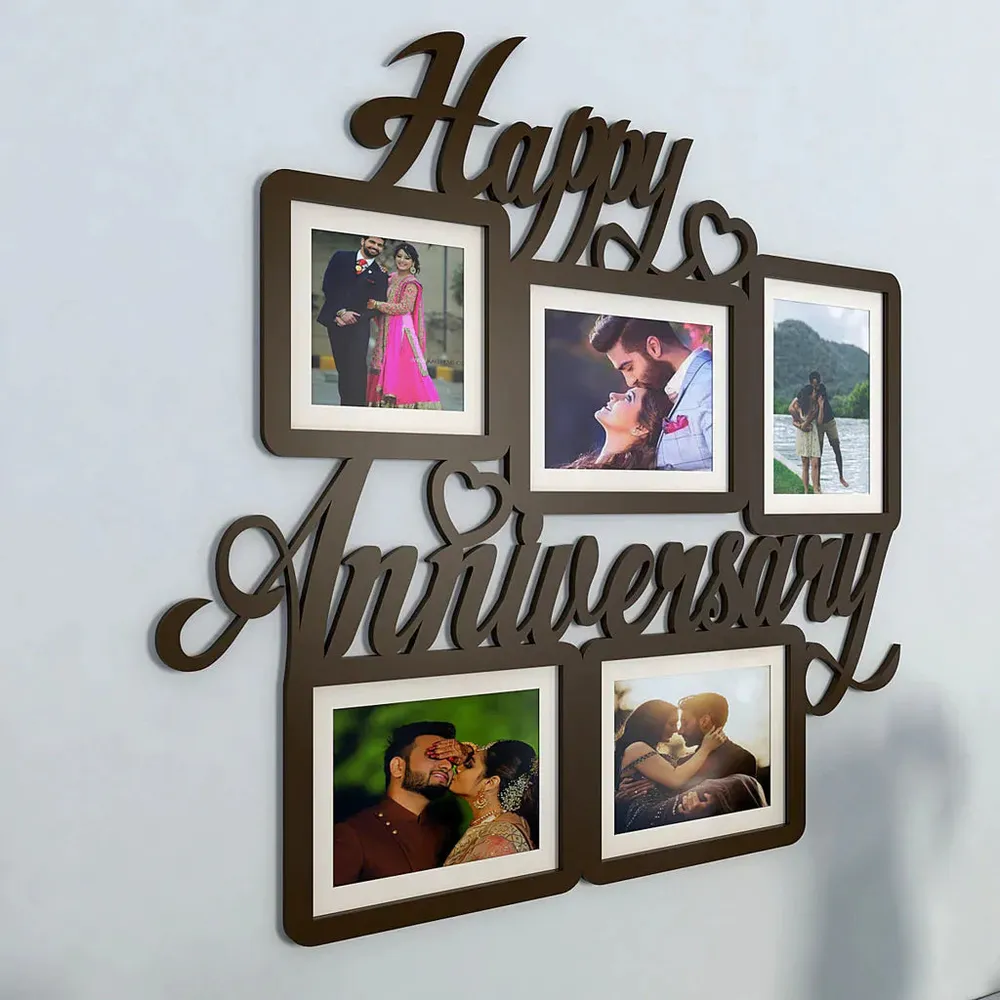 Happy Anniversary Dark Brown Hanging Photo Frame Regular