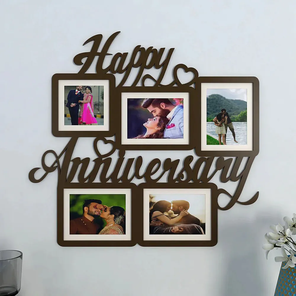 Happy Anniversary Dark Brown Hanging Photo Frame Regular
